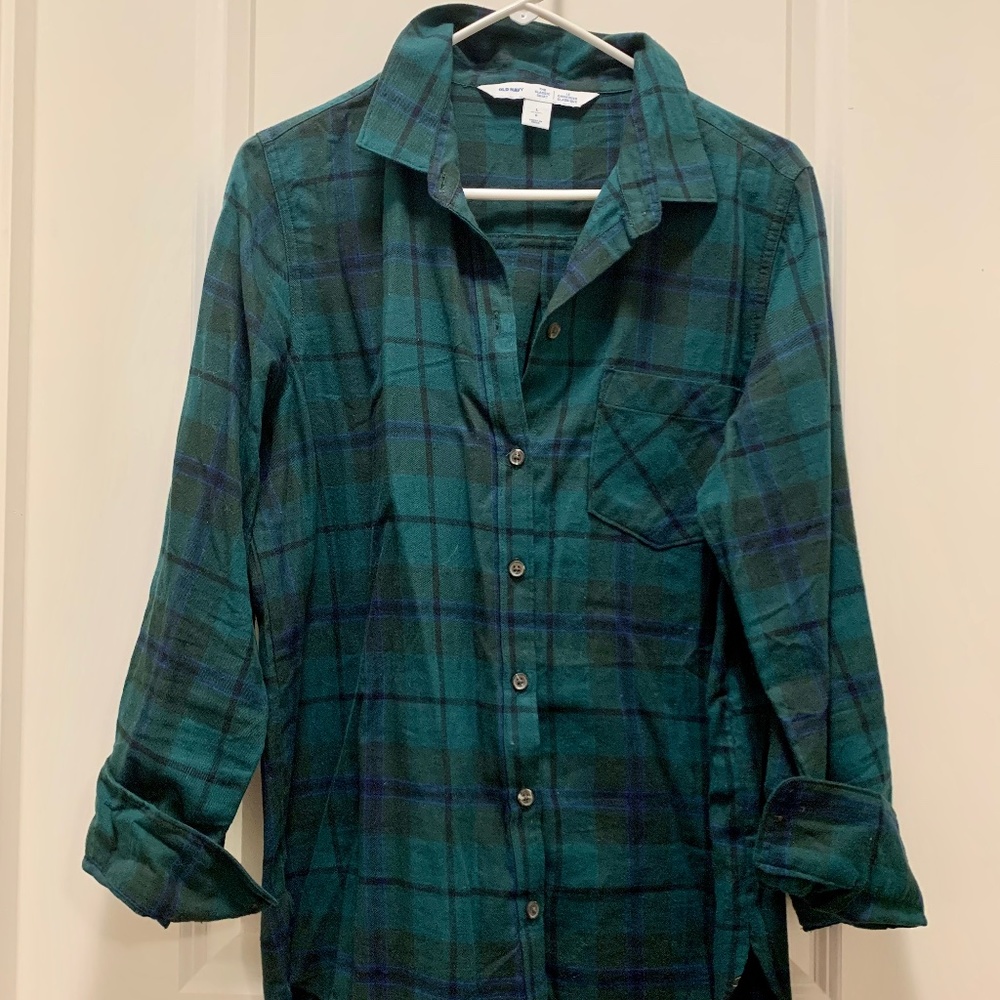 Old Navy Classic Fit Blackwatch Plaid Flannel Shirt L - NWOT